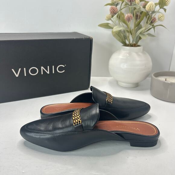 Vionic Starling Leather Mule Arch Support Black I6985L3003 Women 5M Tried On - Picture 6 of 10